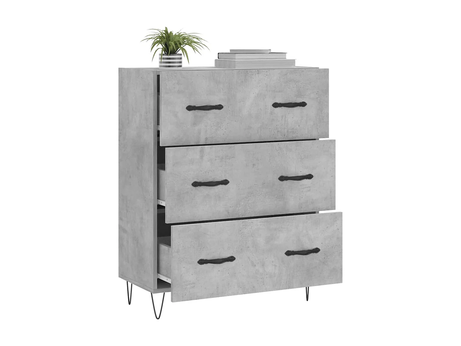 Buffet gris béton 69,5x34x90 cm bois d'ingénierie