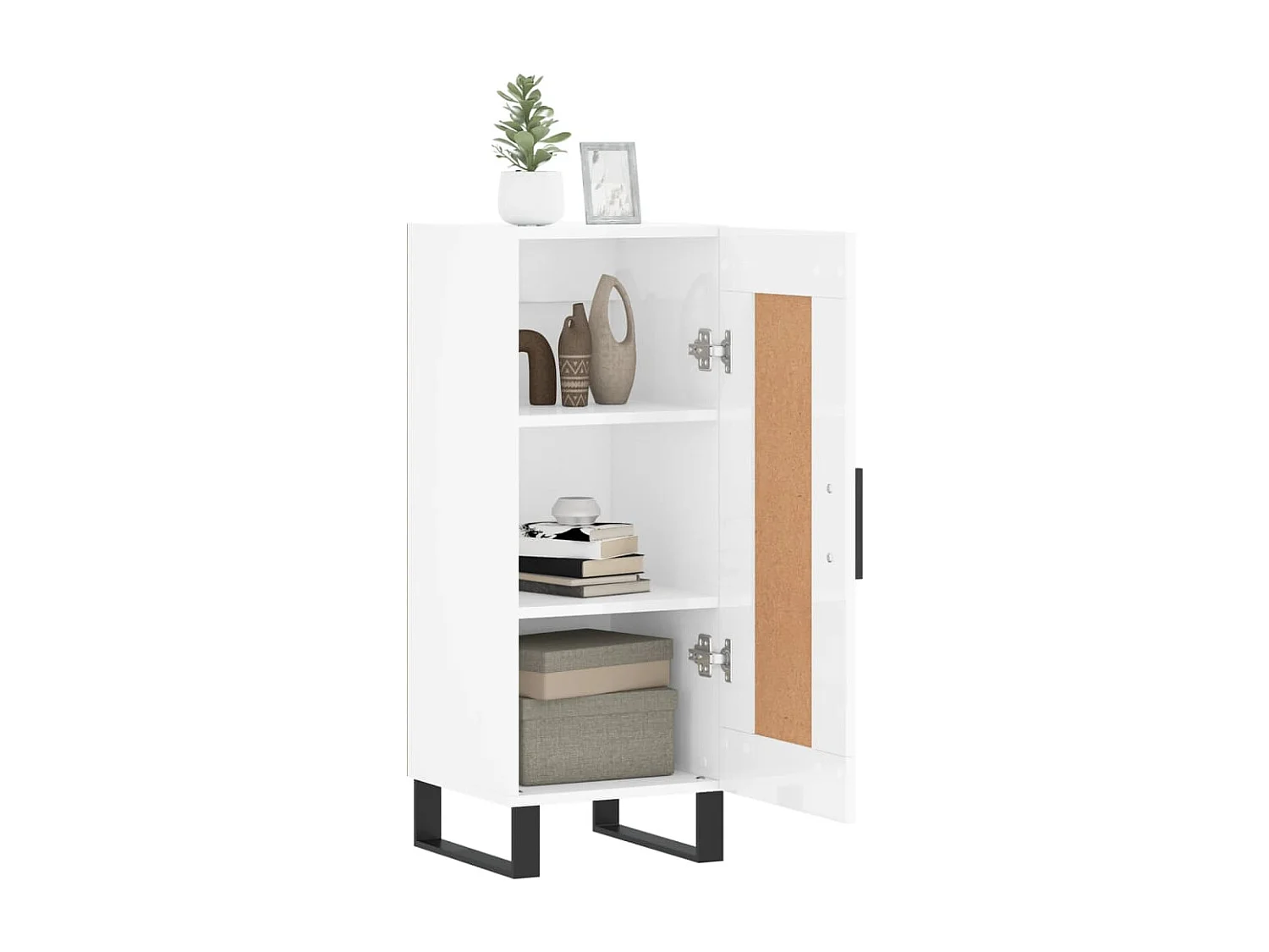 Buffet Blanc brillant 34,5x34x90 cm Bois d'ingénierie