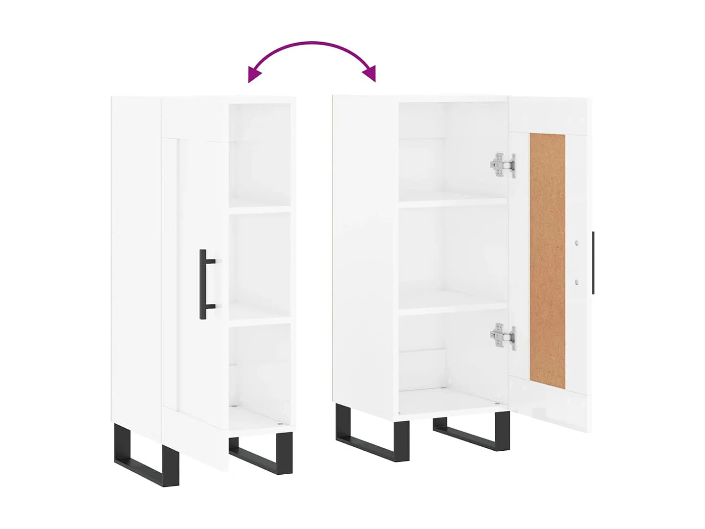 Buffet Blanc brillant 34,5x34x90 cm Bois d'ingénierie