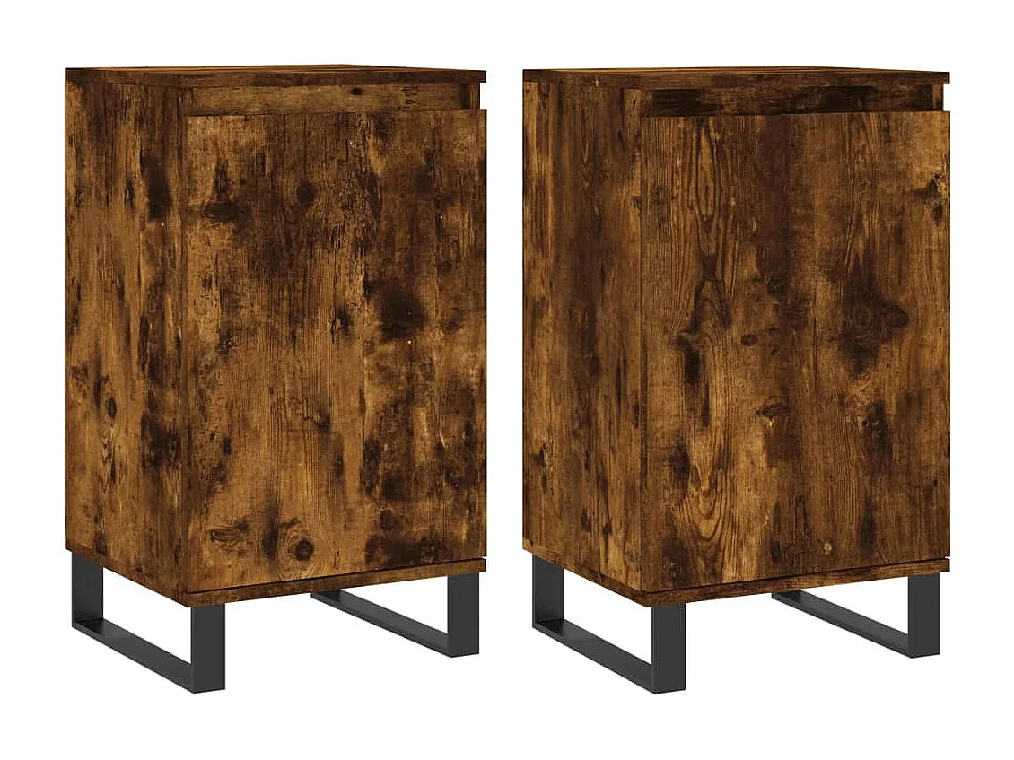 Buffets 2 pcs chêne fumé 40x35x70 cm bois d'ingénierie