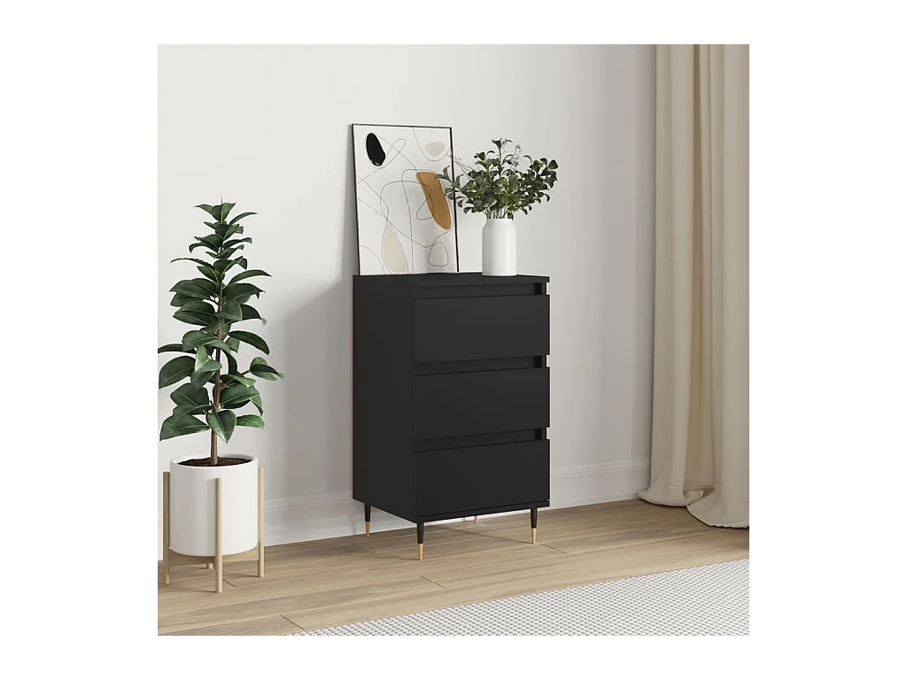 Buffet noir 40x35x70 cm bois d’ingénierie