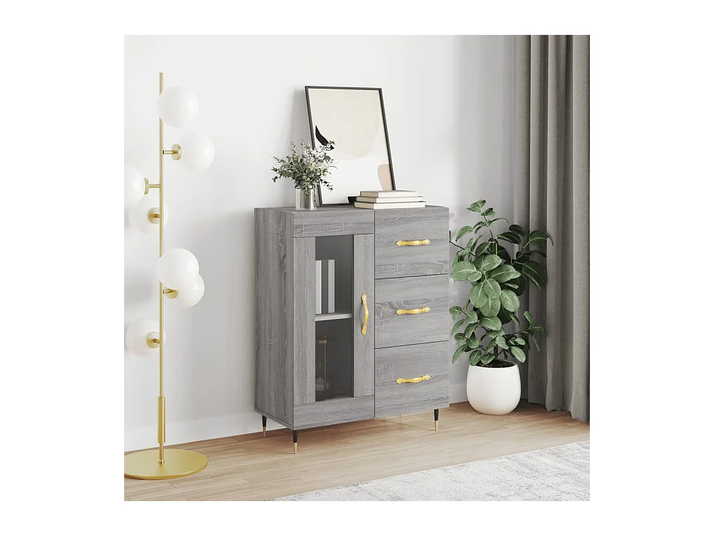 Dressoir 69,5x34x90 cm bewerkt hout grijs sonoma eikenkleurig