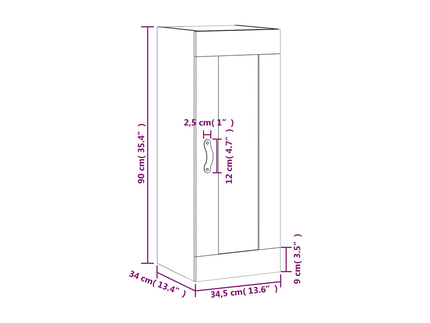 Armoire murale blanc 34,5x34x90 cm bois d'ingénierie