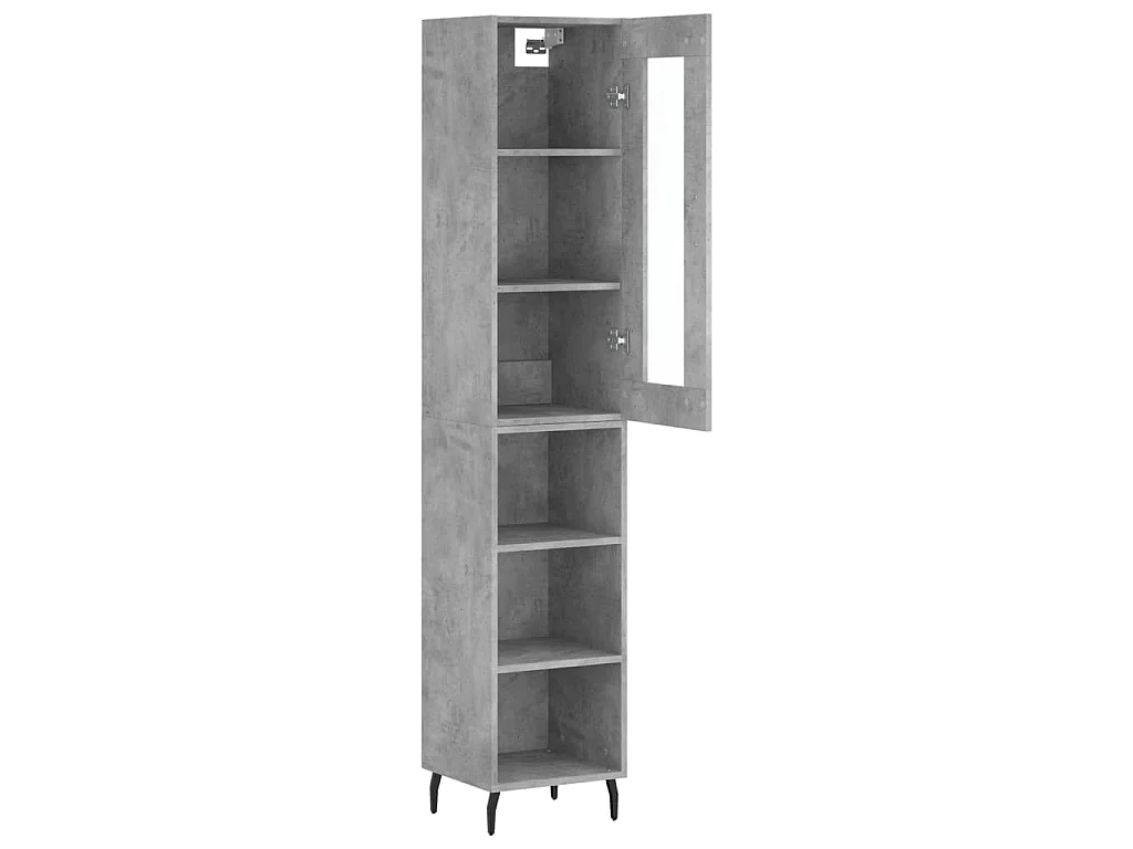 Buffet haut Gris béton 34,5x34x180 cm Bois d'ingénierie