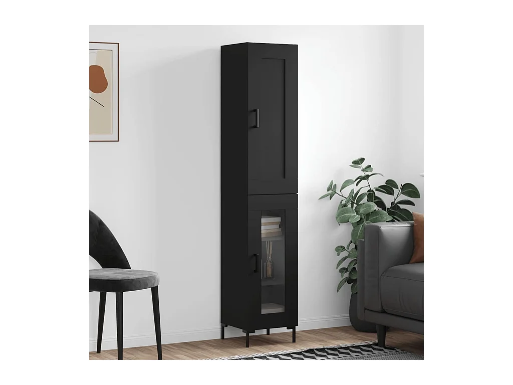 Credenza Nera 34,5x34x180 cm in Legno Multistrato