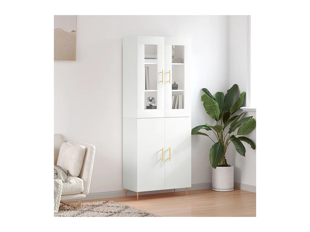 Buffet haut Blanc 69,5x34x180 cm Bois d'ingénierie