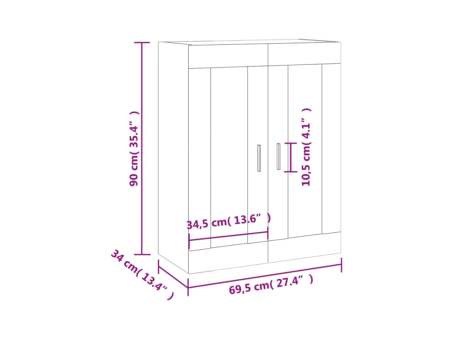 Armoire murale chêne fumé 69,5x34x90 cm