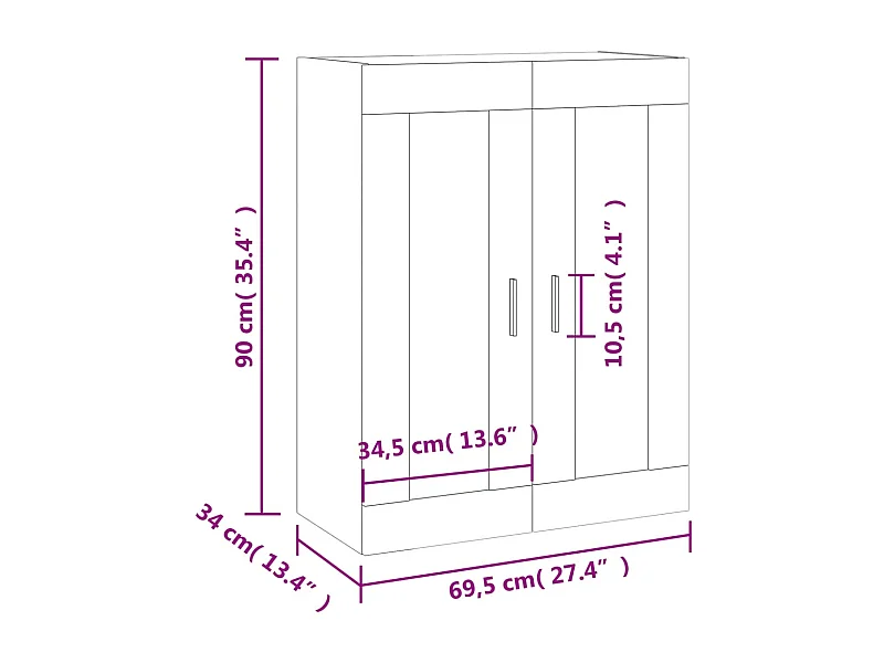 Armoire murale chêne fumé 69,5x34x90 cm