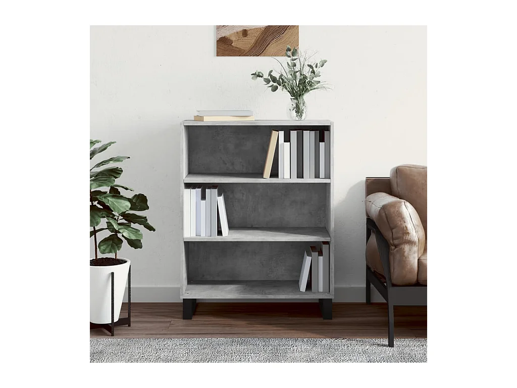 Armoire à étagères gris béton 69,5x32,5x90 cm bois d'ingénierie
