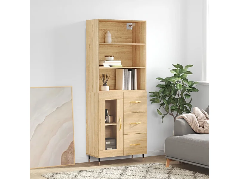 Credenza Rovere Sonoma 69,5x34x180 cm in Legno Multistrato