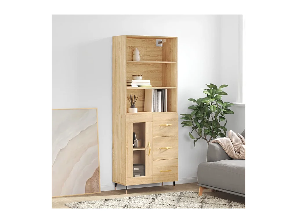 Buffet haut Chêne sonoma 69,5x34x180 cm Bois d'ingénierie