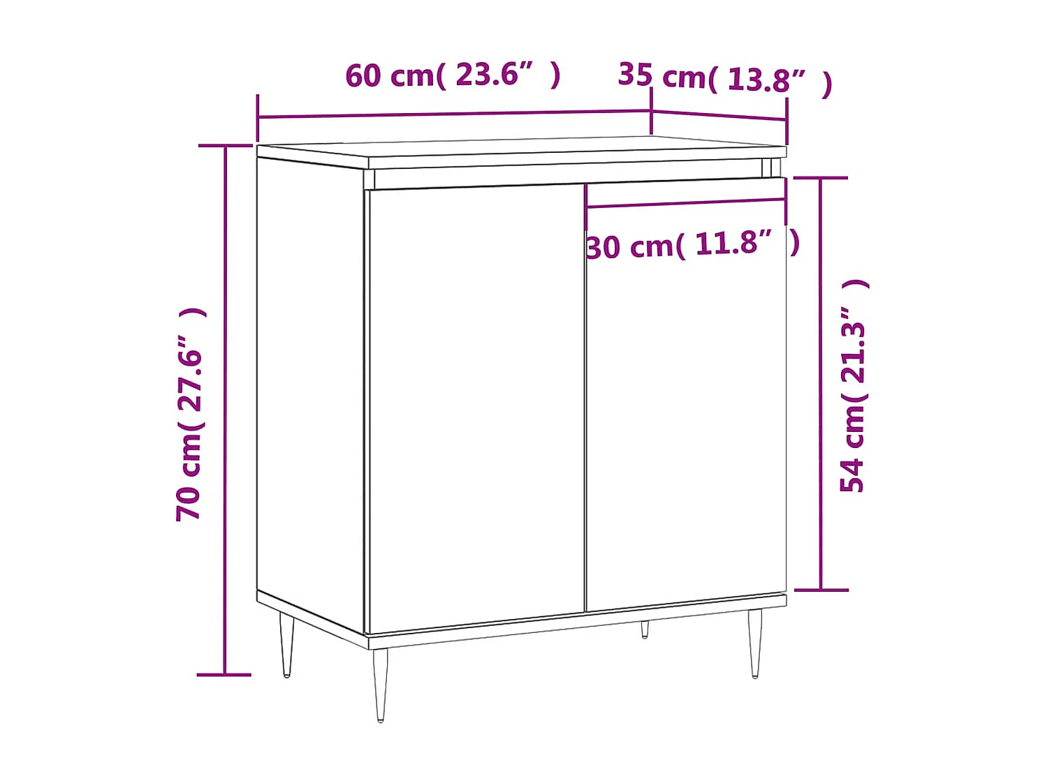 Buffet Gris béton 60x35x70 cm Bois d'ingénierie