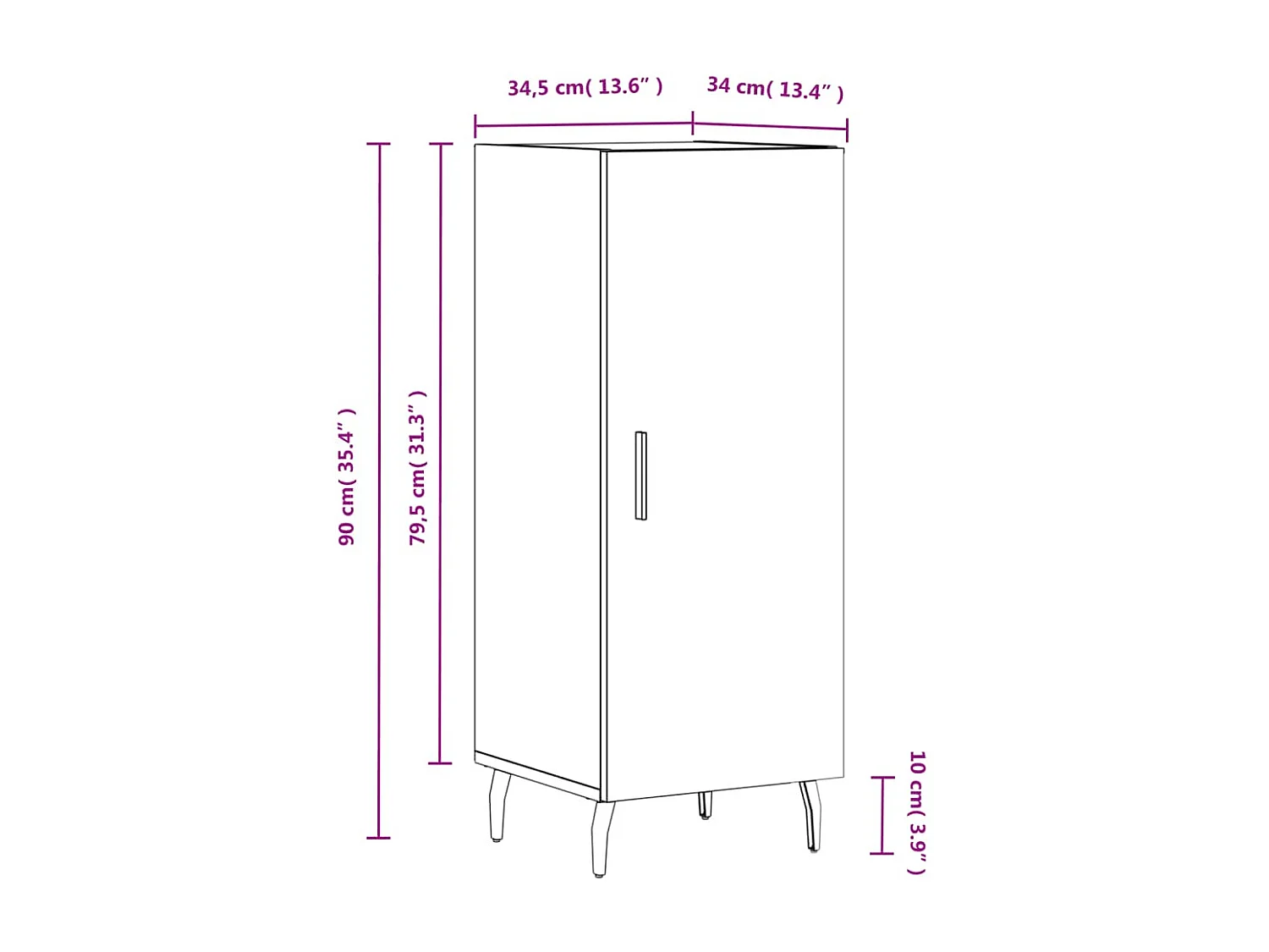 Buffet blanc 34,5x34x90 cm bois d'ingénierie