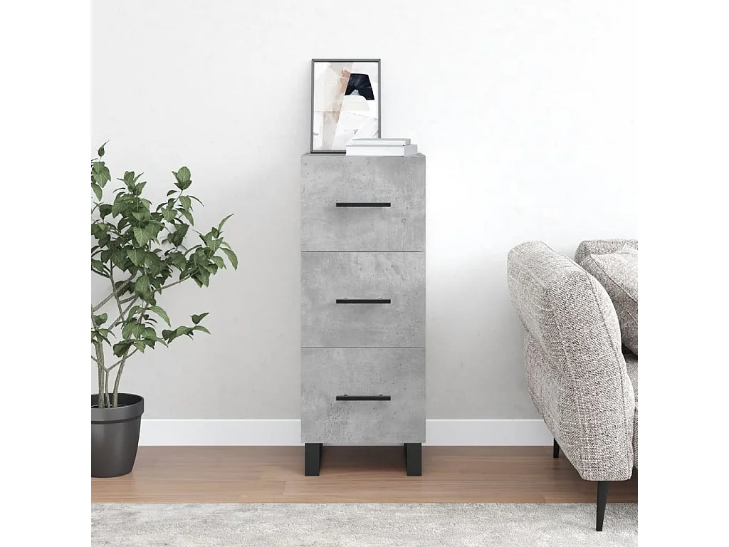 Credenza Grigio Cemento 34,5x34x90 cm in Legno Multistrato