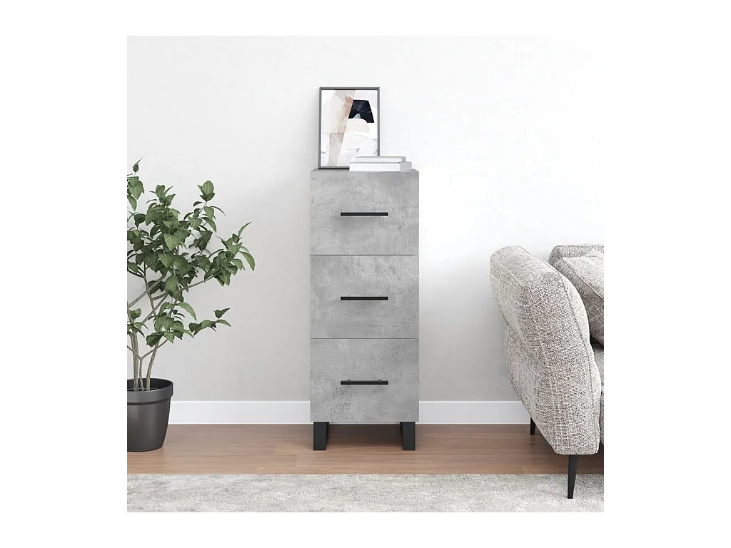 Buffet Gris béton 34,5x34x90 cm Bois d'ingénierie