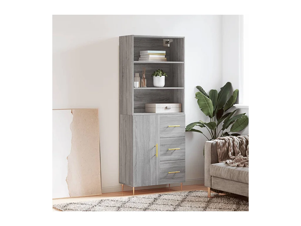 Buffet haut Sonoma gris 69,5x34x180 cm Bois d'ingénierie