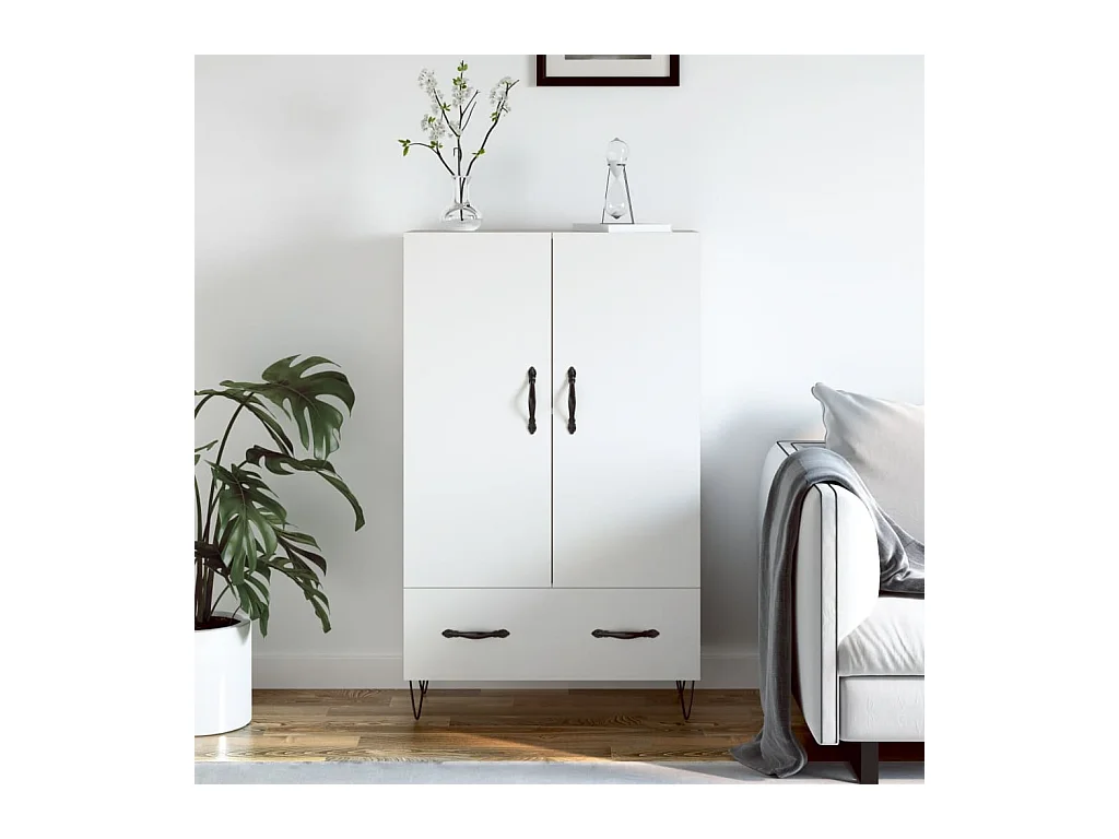 Buffet haut blanc 69,5x31x115 cm bois d'ingénierie