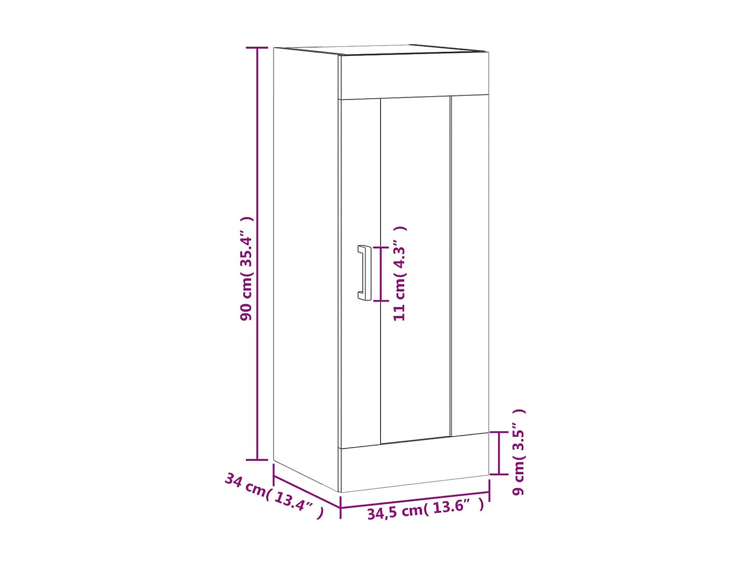 Armoire murale noir 34,5x34x90 cm bois d'ingénierie