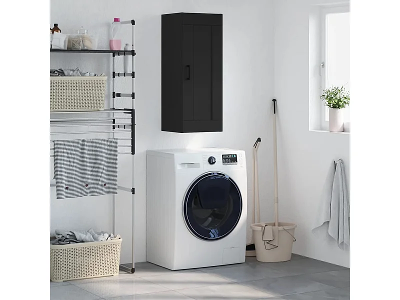 Armario de pared madera de ingeniería negro 34,5x34x90 cm