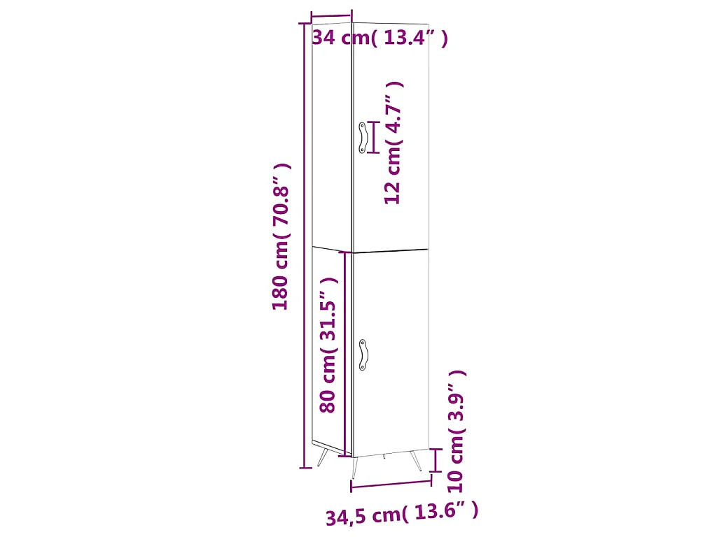 Highboard Betongrau 34,5x34x180 cm Holzwerkstoff