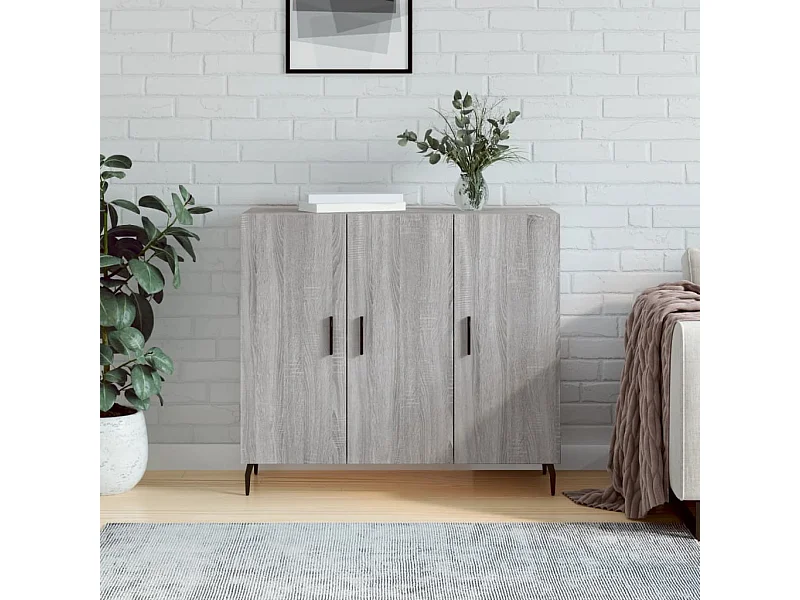 Sideboard Grau Sonoma 90x34x80 cm Holzwerkstoff