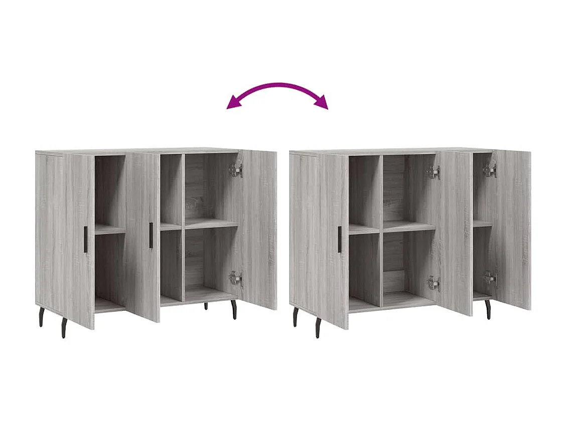 Dressoir 90x34x80 cm bewerkt hout grijs sonoma eikenkleurig