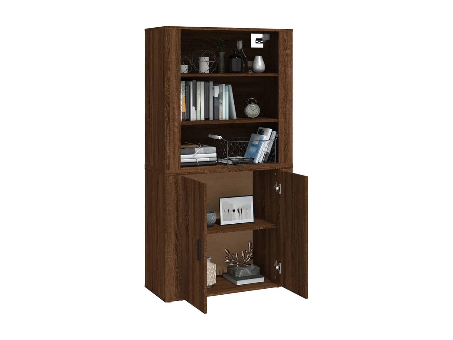 Armário alto derivados de madeira carvalho castanho