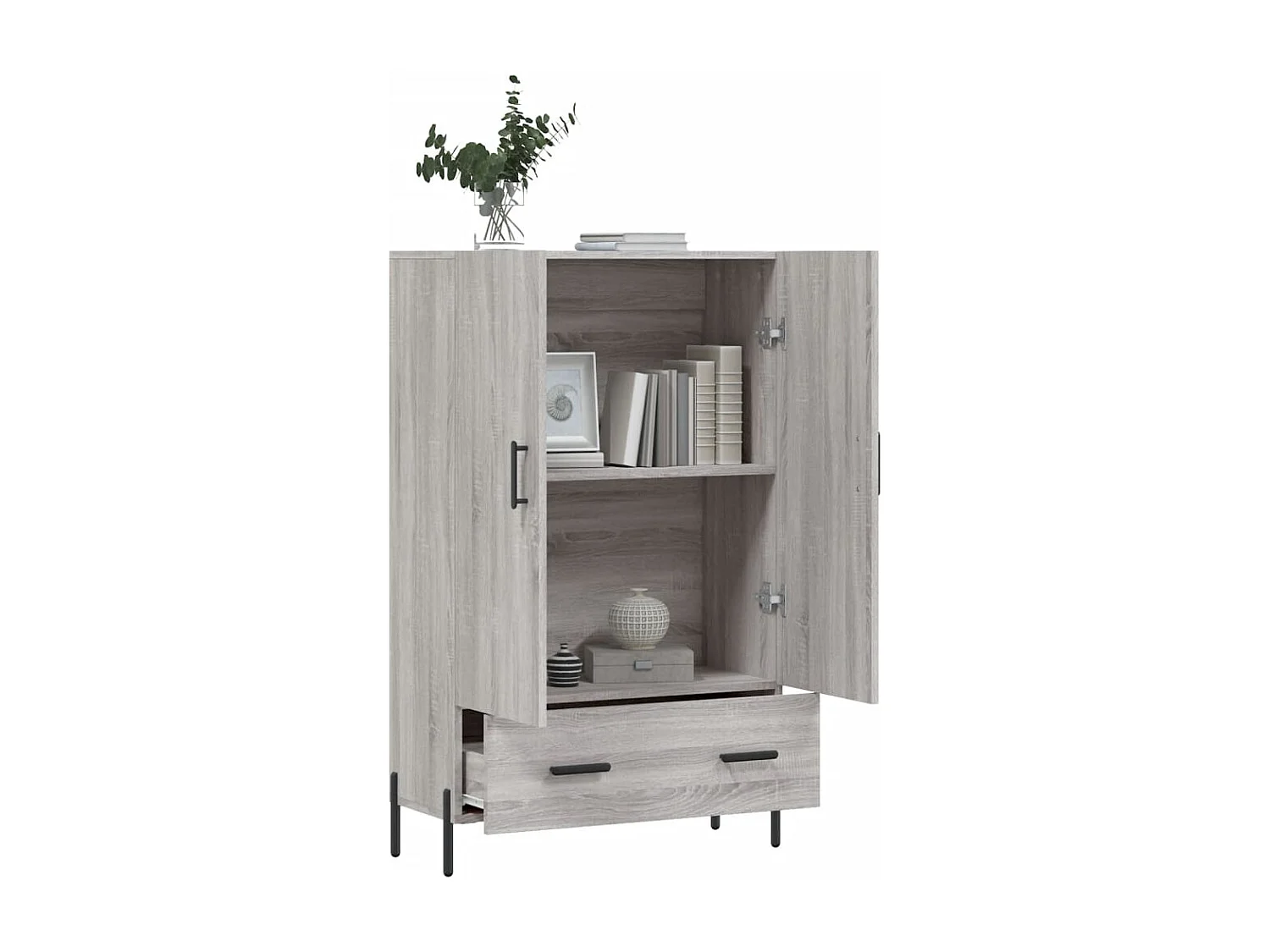 Buffet haut sonoma gris 69,5x31x115 cm bois d'ingénierie