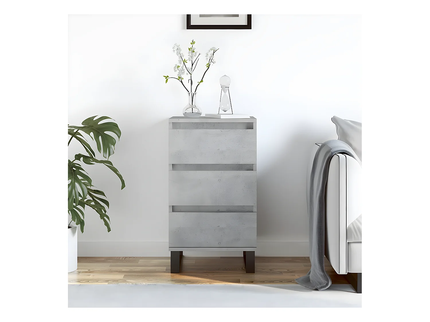 Buffet gris béton 40x35x70 cm bois d'ingénierie