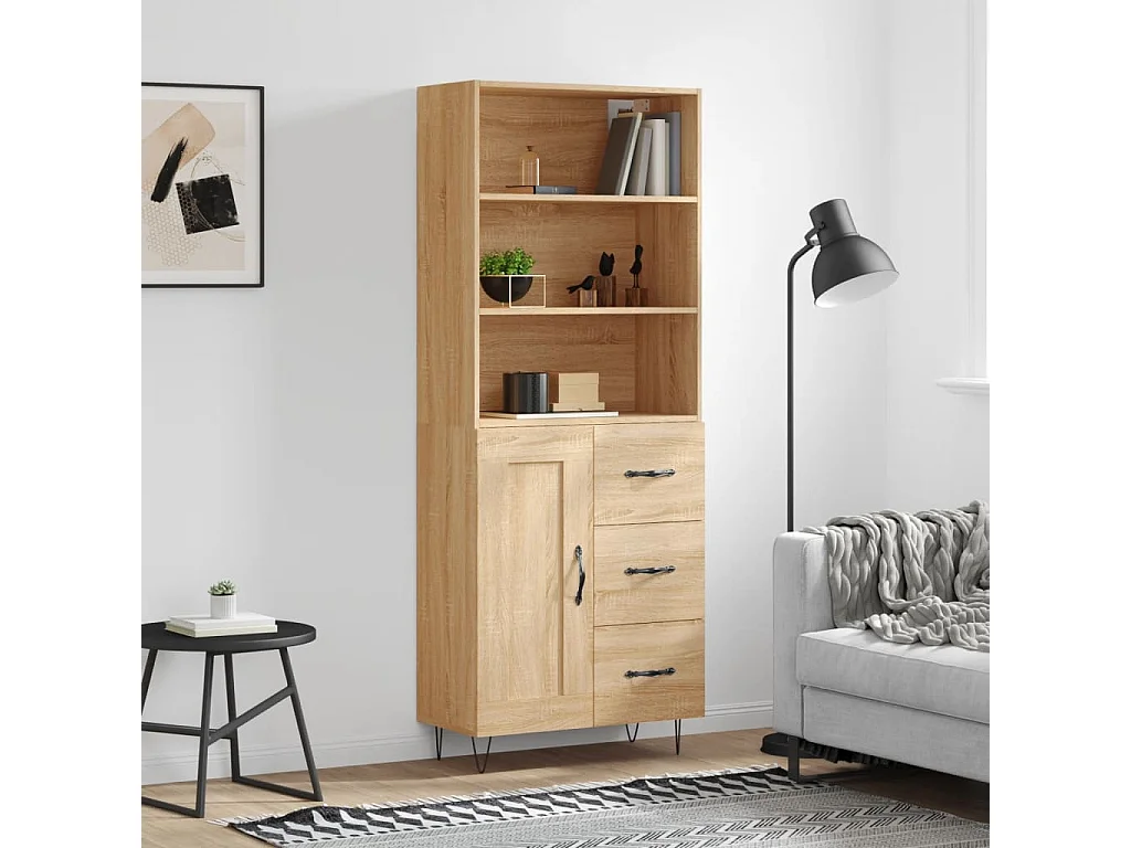 Highboard Sonoma-Eiche 69,5x34x180 cm Holzwerkstoff