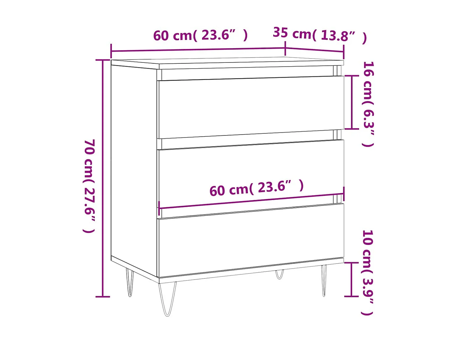 Credenza Bianca 60x35x70 cm in Legno Multistrato