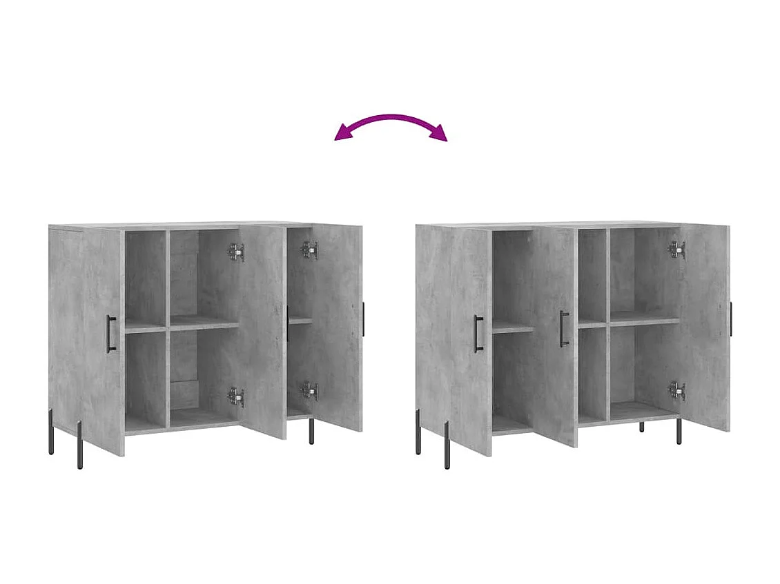 Dressoir 90x34x80 cm bewerkt hout betongrijs