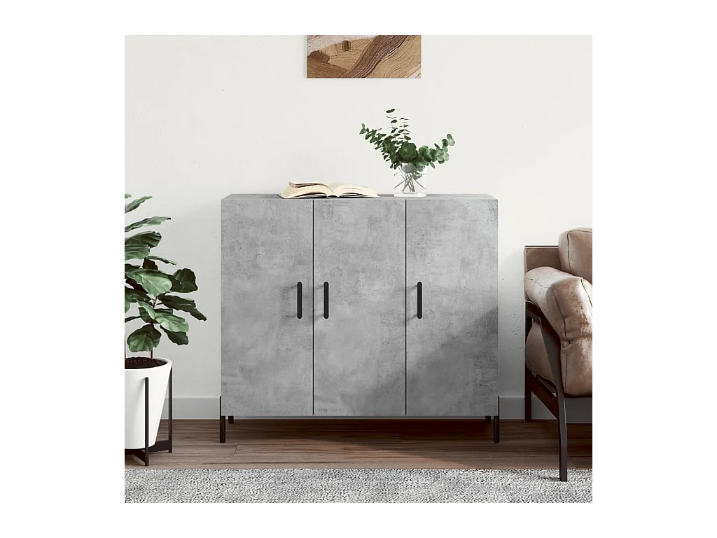 Buffet gris béton 90x34x80 cm bois d'ingénierie