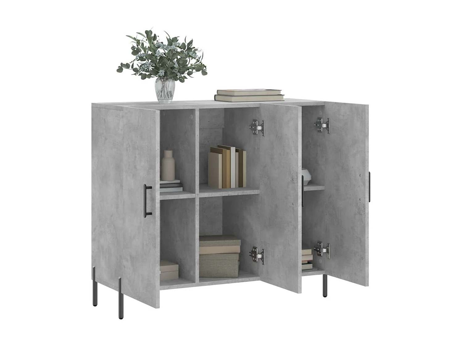 Buffet gris béton 90x34x80 cm bois d'ingénierie