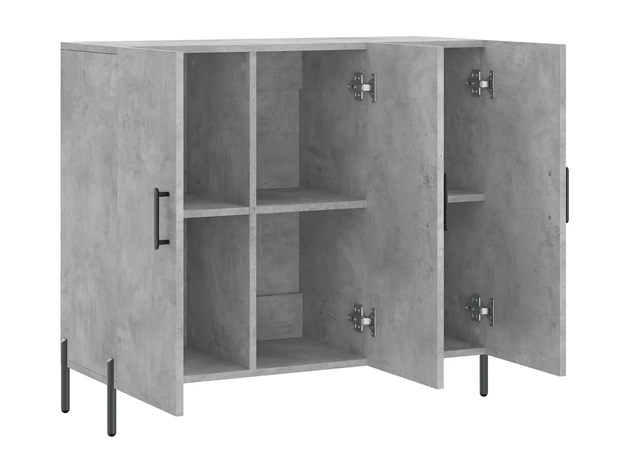 Buffet gris béton 90x34x80 cm bois d'ingénierie