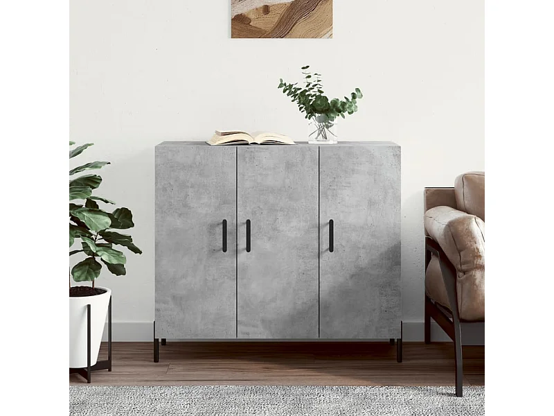 Buffet gris béton 90x34x80 cm bois d'ingénierie