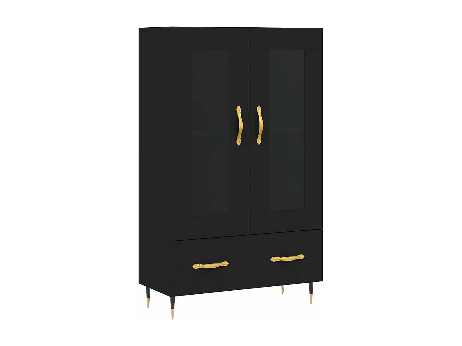 Buffet haut noir 69,5x31x115 cm bois d'ingénierie
