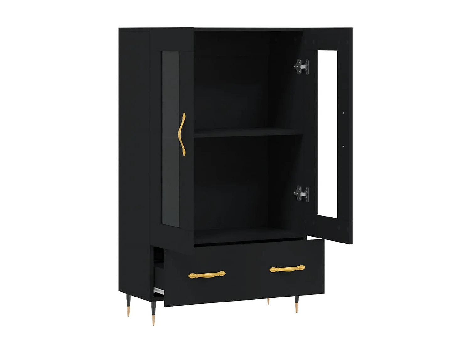 Buffet haut noir 69,5x31x115 cm bois d'ingénierie