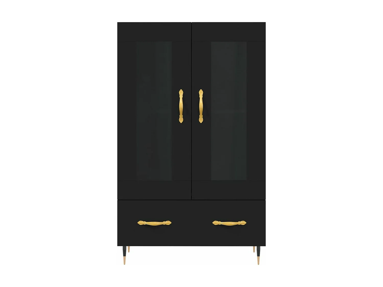 Buffet haut noir 69,5x31x115 cm bois d'ingénierie