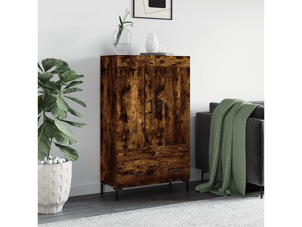 Buffet haut chêne fumé 69,5x31x115 cm bois d'ingénierie