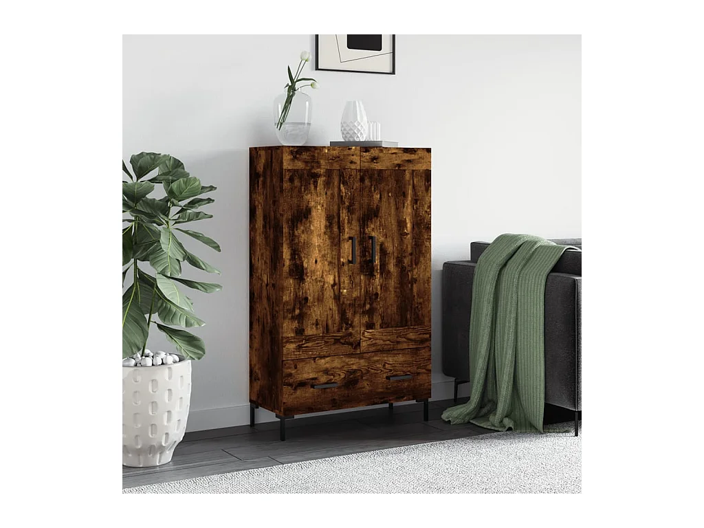 Buffet haut chêne fumé 69,5x31x115 cm bois d'ingénierie
