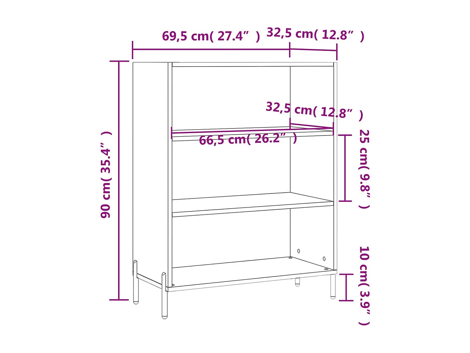 Armoire à étagères gris béton 69,5x32,5x90 cm bois d'ingénierie