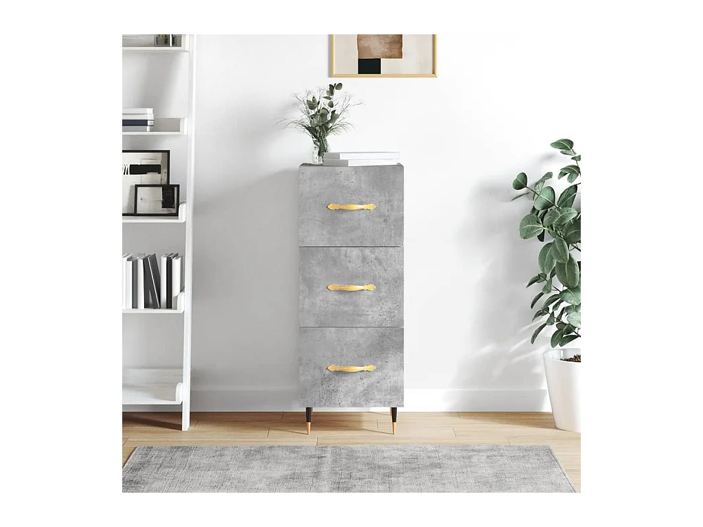 Credenza Grigio Cemento 34,5x34x90 cm in Legno Multistrato