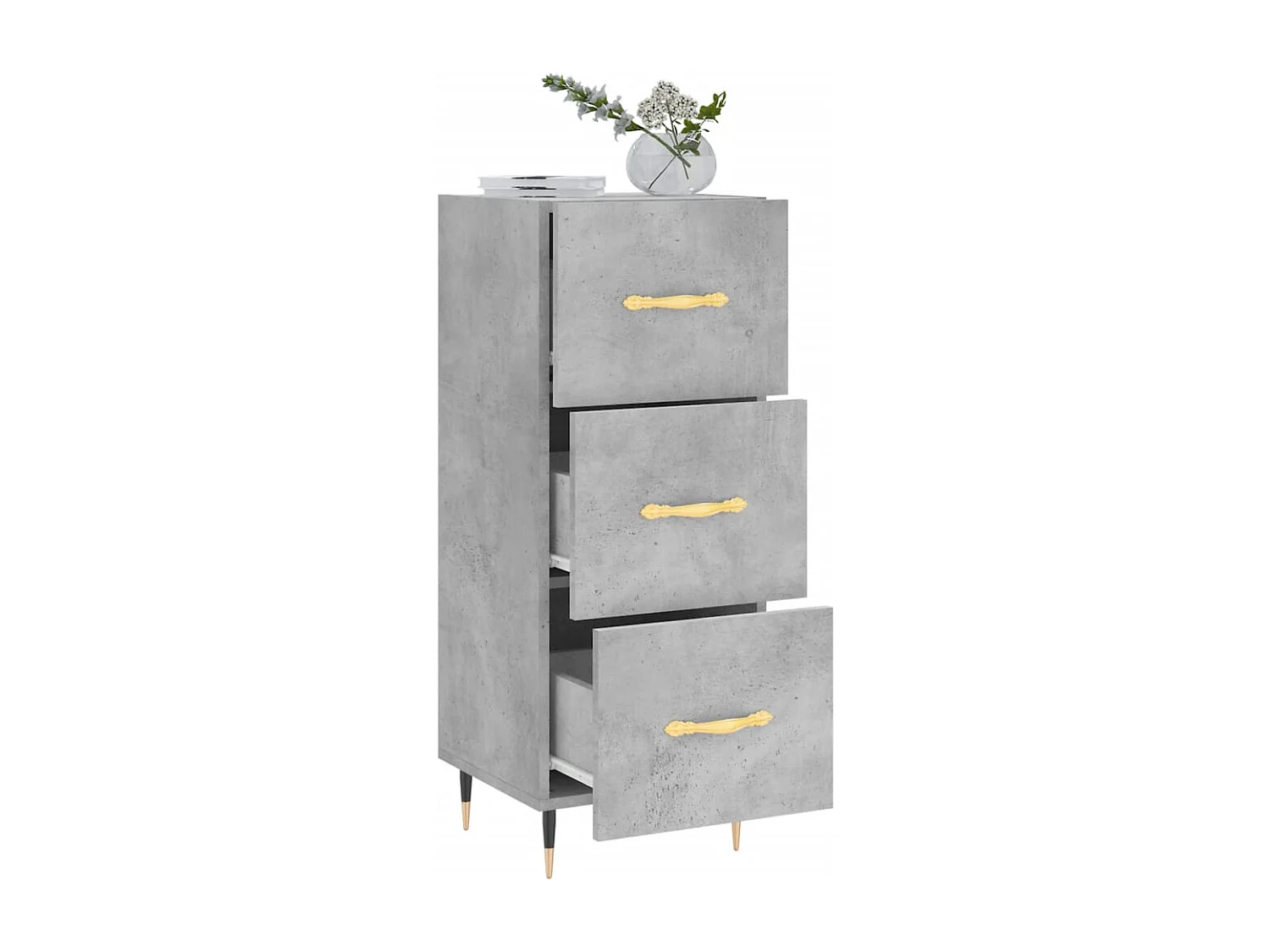 Buffet Gris béton 34,5x34x90 cm Bois d'ingénierie