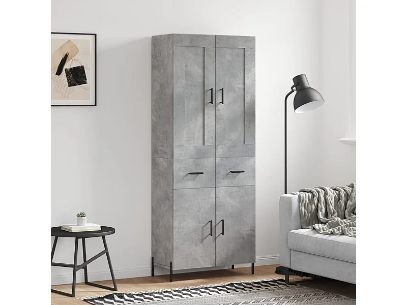 Aparador alto madera contrachapada gris hormigón 69,5x34x180 cm