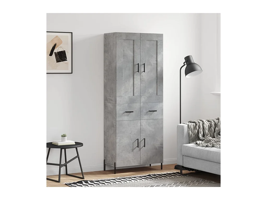 Highboard Betongrau 69,5x34x180 cm Holzwerkstoff