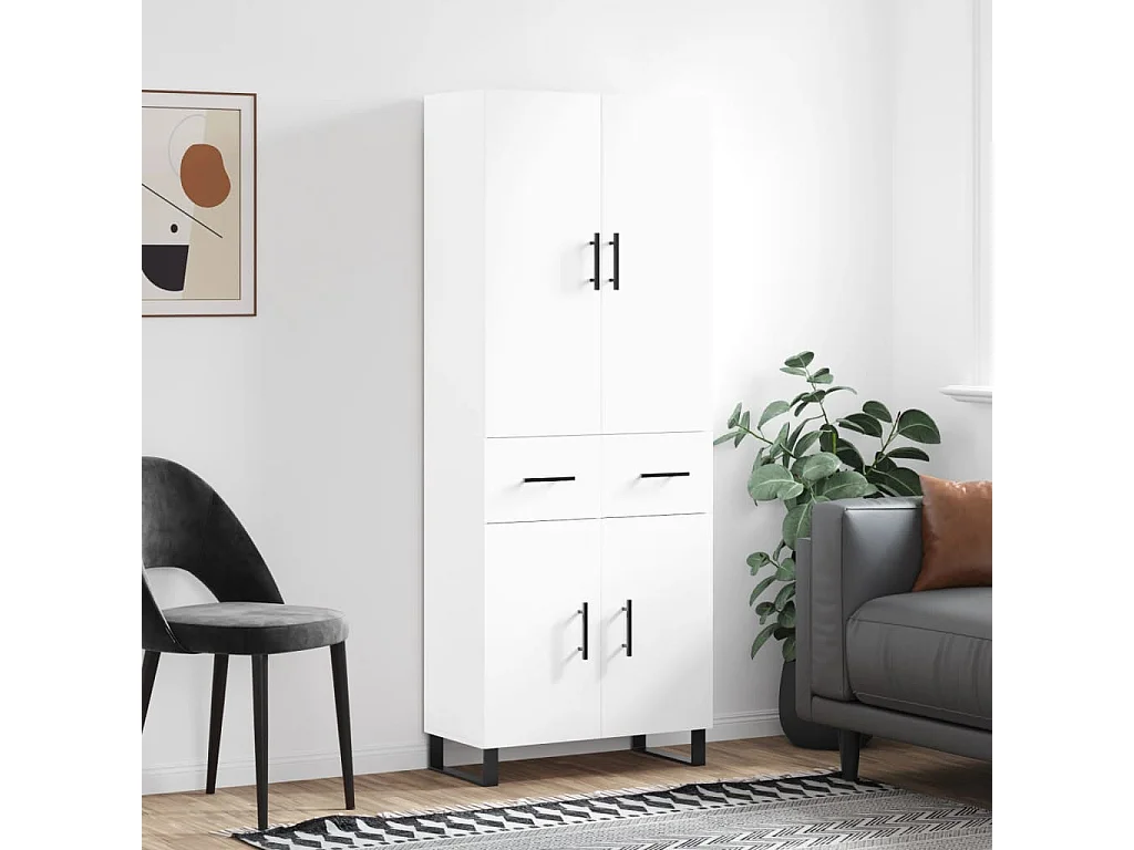 Highboard Weiß 69,5x34x180 cm Holzwerkstoff