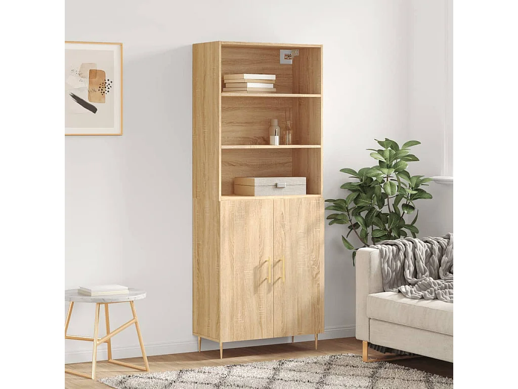 Buffet haut Chêne sonoma 69,5x34x180 cm Bois d'ingénierie