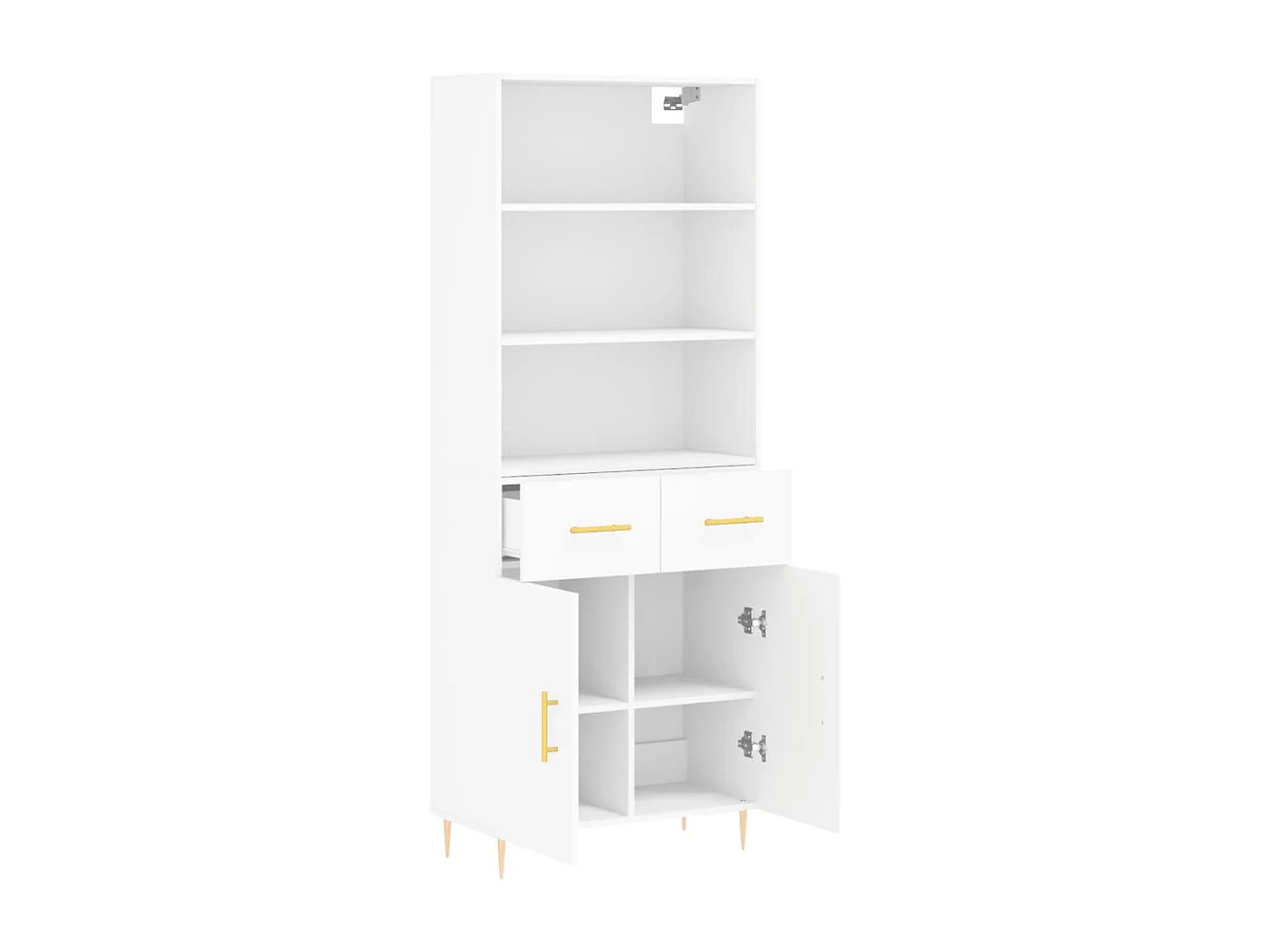 Hoge kast 69,5x34x180 cm bewerkt hout wit