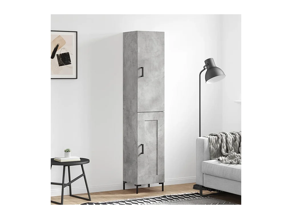 Credenza Grigio Cemento 34,5x34x180 cm in Legno Multistrato